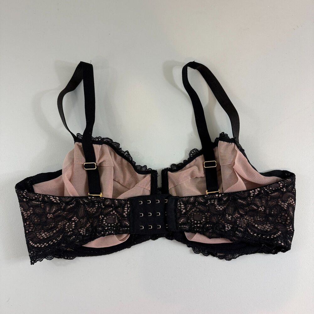 Soma Embraceable Balconette Bra Black Lace Underwire Women's 36G Unlined - Picture 4 of 9